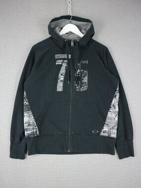 Oakley Hoodie Womens XL Black Full Zip 75 Graphic Logo Sweatshirt Adult Gorpcore